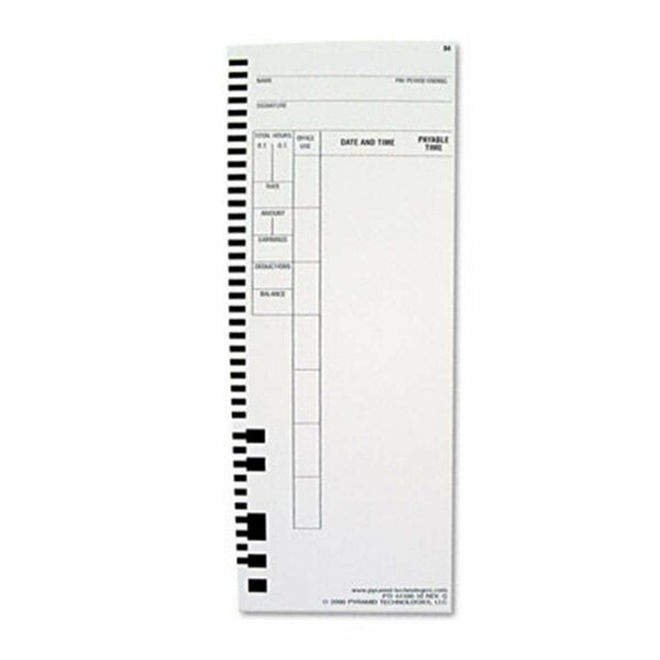 Pyramid Technologies Time Card for Model 4000 Payroll Recorder- 3-1/2 x 8-1/2, 100PK PY31957